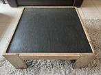 Brutalistische/mid-century salontafel (eik+leisteen), Huis en Inrichting, Ophalen, 100 tot 150 cm, Vierkant, 50 tot 100 cm