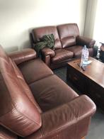 Echt lederen zetels, Huis en Inrichting, Zetels | Zetels, Ophalen, 150 tot 200 cm, Driepersoons, Zo goed als nieuw
