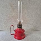 Antieke olielamp, voet in blik, Ophalen of Verzenden