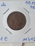 2 centimes cuivre 1912 français, Enlèvement ou Envoi