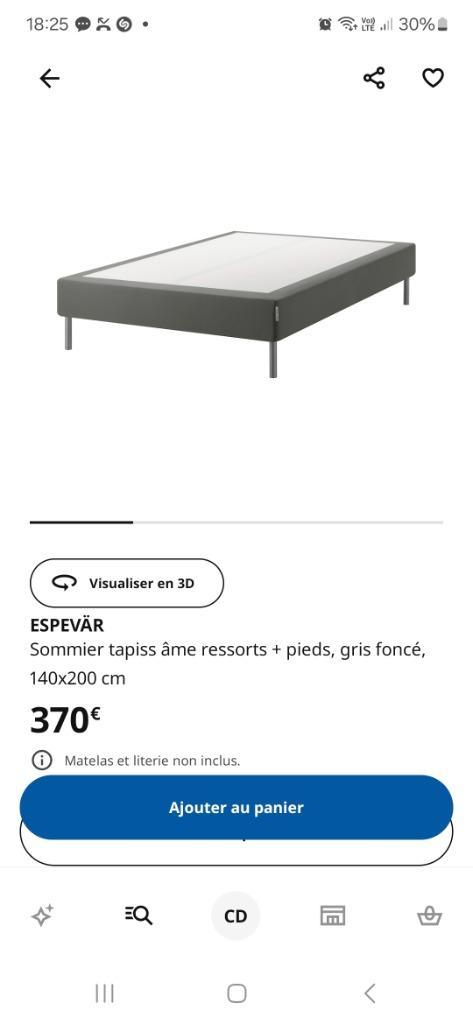 Bedframe Espevar 140x200, Huis en Inrichting, Slaapkamer | Bedden, Zo goed als nieuw, Tweepersoons, 140 cm, 200 cm, Grijs, Ophalen