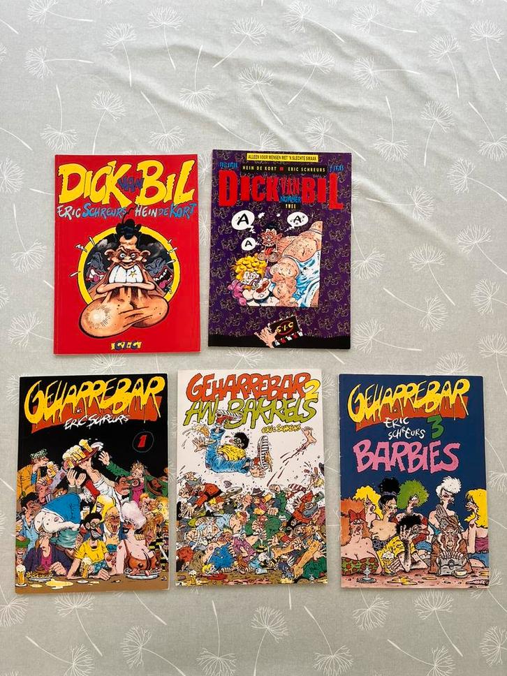 5 strips Dick van Bil en Geharrebar, Boeken, Stripverhalen, Zo goed als nieuw, Meerdere stripboeken, Ophalen of Verzenden