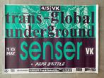 Poster Trans-Global Underground + Senser in VK, Collections, Comme neuf, Enlèvement ou Envoi