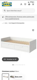 Lit ikea Brimnes blanc 80/160x200 avec 2 matelas, Maison & Meubles, Chambre à coucher | Lits, Comme neuf, 200 cm, Deux personnes