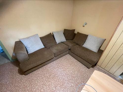 Grote beige hoekbank, Huis en Inrichting, Zetels | Zetels en Chaises Longues, Gebruikt, Vierpersoons of meer, Stof, Ophalen