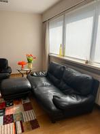 Zwart lederen zetel, Huis en Inrichting, Ophalen of Verzenden, Zo goed als nieuw