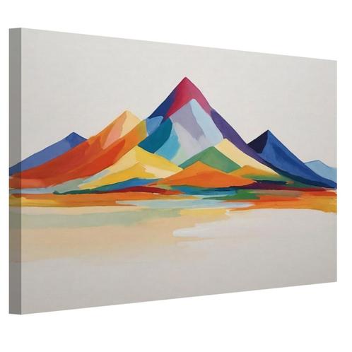 Berglandschap in levendige kleuren canvas 60x40cm - 18mm., Huis en Inrichting, Woonaccessoires | Wanddecoraties, Nieuw, Verzenden