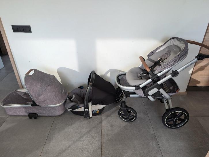 Pack Trio Maxi-Cosi (Poussette+Nacelle+Cosi) Nomad Grey, Kinderen en Baby's, Kinderwagens en Combinaties, Gebruikt, Combiwagen