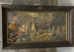 Grand tableau ancien décoratif – Nymphes & anges – cadre boi, Antiquités & Art, Enlèvement