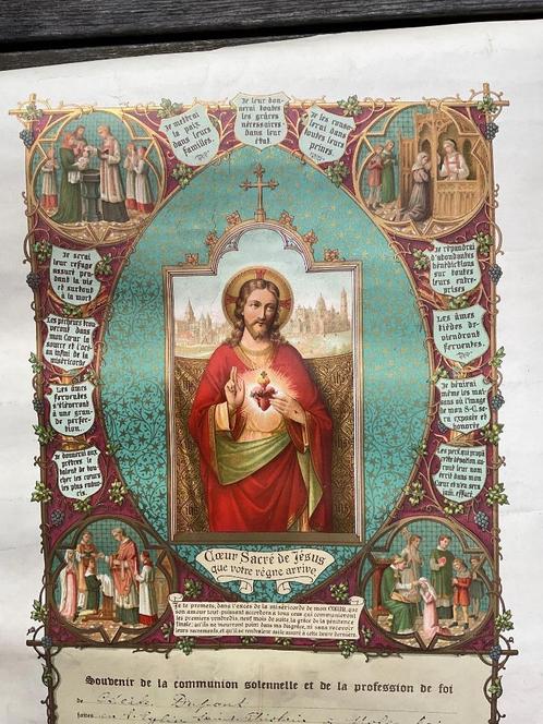 Gedachtenis Eerste Communie met Jezus Christus  1943 retro, Antiquités & Art, Antiquités | Objets religieux, Enlèvement ou Envoi