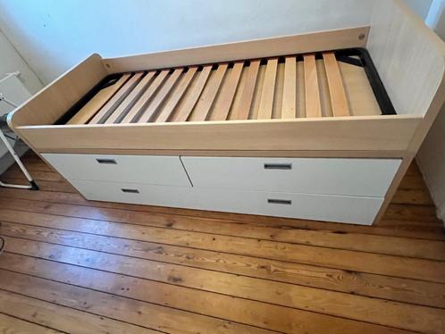 slaapkamer, Huis en Inrichting, Slaapkamer | Bedden, Gebruikt, Eenpersoons, 90 cm, 200 cm, Hout, Bruin, Ophalen