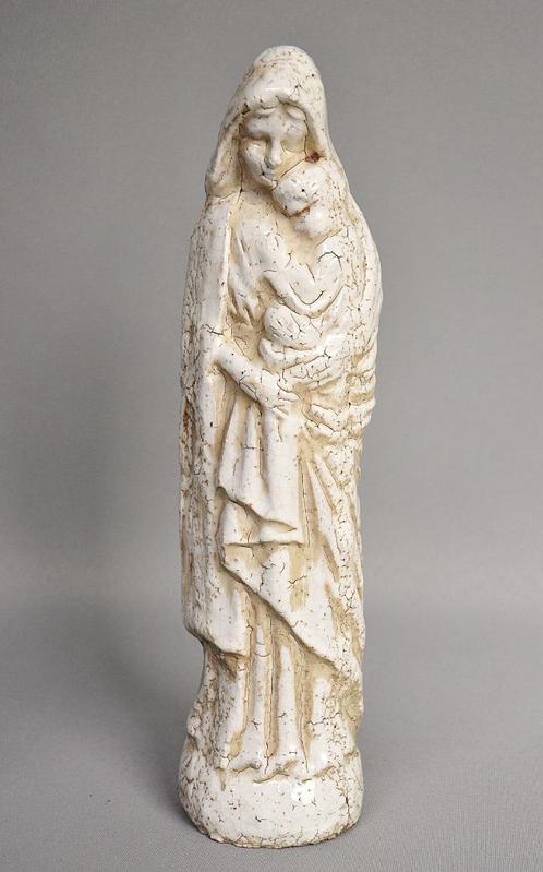 Maria beeld, faience, glazuur over terra cotta, Antiek en Kunst, Antiek | Religieuze voorwerpen, Ophalen of Verzenden