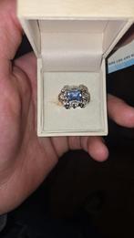 Bague or 18k vrai diamant vrai pierre, Handtassen en Accessoires, Bedels, Ophalen, Zo goed als nieuw, Goud