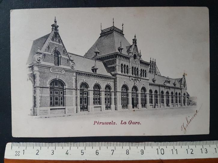 Postkaart Péruwelz La Gare Station, Verzamelen, Postkaarten | België, Gelopen, Henegouwen, Voor 1920, Ophalen of Verzenden