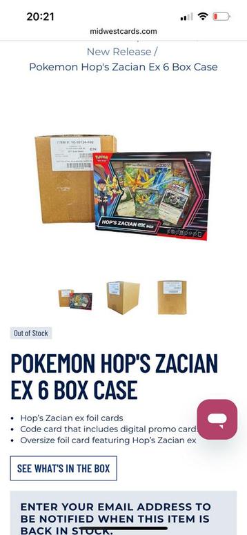 Pokémon Hop’s zacian sealed case (6x) trades ook mogelijk. beschikbaar voor biedingen