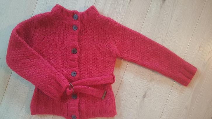 Rode vest 'Van Hassels' (maat: 128), Kinderen en Baby's, Kinderkleding | Maat 128, Zo goed als nieuw, Meisje, Trui of Vest, Ophalen of Verzenden