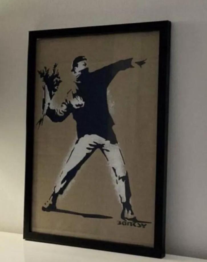 BANKSY : œuvre encadrée limitée à 50 exemplaires, Antiek en Kunst, Kunst | Designobjecten, Ophalen of Verzenden