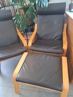 2x fauteuil en voetenbankje - ikea poang, Huis en Inrichting, Ophalen, Gebruikt
