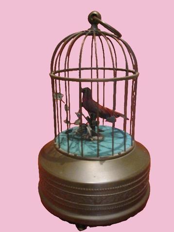 Miniature automaat kooi fluitende + bewegende vogel. beschikbaar voor biedingen
