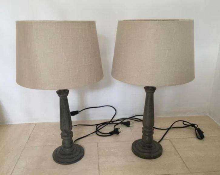 Tafellamp, Huis en Inrichting, Lampen | Tafellampen, Zo goed als nieuw, 50 tot 75 cm, Hout, Stof, Ophalen of Verzenden