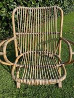 Vintage tuinstoel in rotan, Tuin en Terras, Ophalen, Gebruikt, Rotan