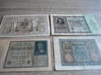 Set van 4 oude Duitse gebruikte bankbiljetten, Postzegels en Munten, Ophalen of Verzenden, Duitsland, Los biljet