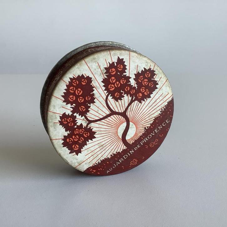 boîte à poudre ancienne « au jardin du provence », Antiquités & Art, Curiosités & Brocante, Enlèvement ou Envoi
