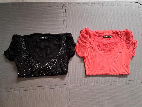 2 t shirts met kant, Kleding | Dames, Topjes, Zo goed als nieuw, Maat 36 (S), Overige kleuren, Korte mouw, Ophalen