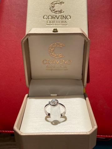 Wit gouden ring 18 ct ( Solitaire ) met diamant van 18 ct., Handtassen en Accessoires, Ringen, Ophalen of Verzenden, Nieuw, Wit