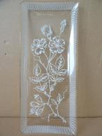 Vintage schaal glazen schaal gedecoreerd met rozen 15x34cm, Ophalen of Verzenden