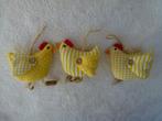 Décoration de Pâques 3 poules en tissu bouclé, Enlèvement ou Envoi, Neuf