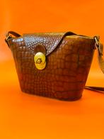 Vintage lederen handtas, Handtassen en Accessoires, Tassen | Damestassen, Ophalen of Verzenden, Zo goed als nieuw, Bruin, Handtas