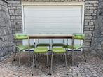 Retro eettafel, 4 stoelen en 2 krukjes, Huis en Inrichting, Ophalen, Gebruikt