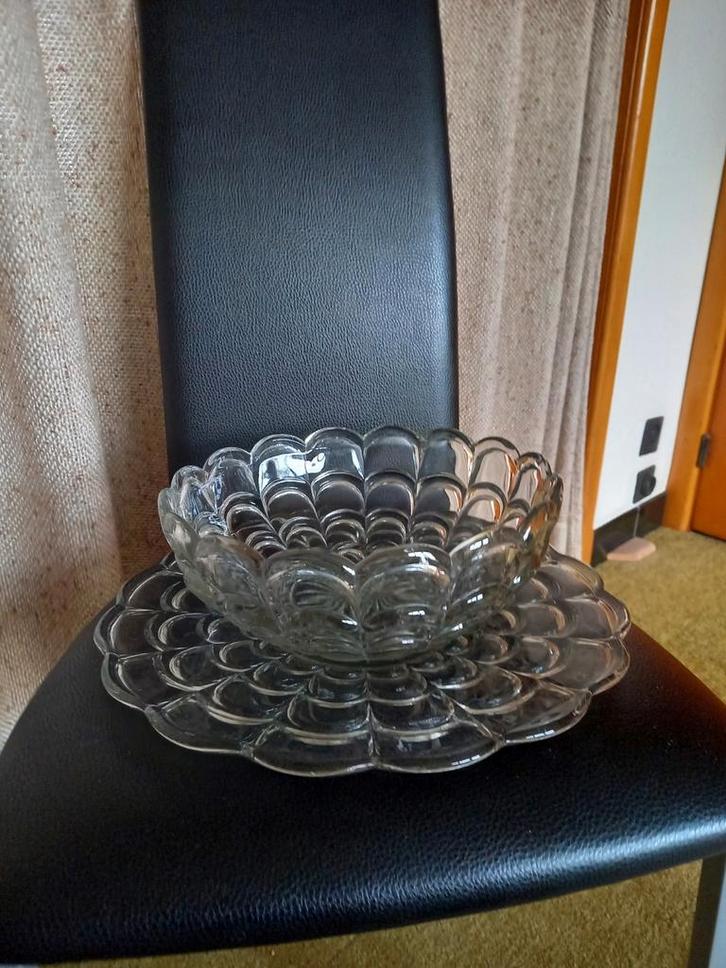 Glazen kom en plateau., Antiek en Kunst, Antiek | Glaswerk en Kristal, Ophalen