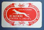 Speelkaart Kortrijk – Likeurstokerij Hazewind, rood B_102, Verzamelen, Ophalen of Verzenden, Gebruikt, Speelkaart(en)