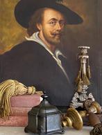 Schilderij canvas boeken kandelaar ornamenten decoratie, Ophalen of Verzenden