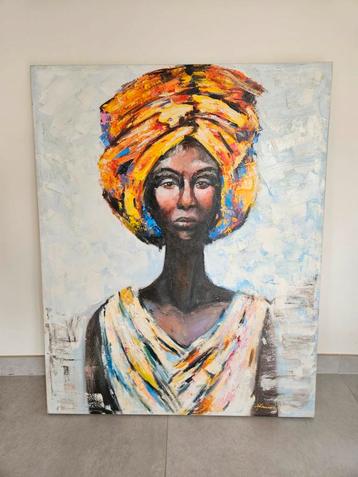 Prachtig schilderij van Afrikaanse vrouw., Antiek en Kunst, Ophalen of Verzenden