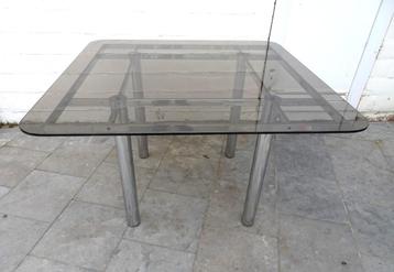 VINTAGE DESIGN TAFEL CHROOM GLAS MID CENTURY  beschikbaar voor biedingen