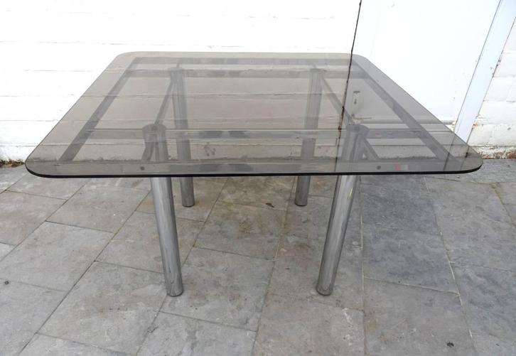 VINTAGE DESIGN TAFEL CHROOM GLAS MID CENTURY, Antiek en Kunst, Antiek | Meubels | Tafels, Ophalen
