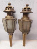 Paire de lanternes de cocher en cuivre (Lampe), Antiquités & Art, Enlèvement, Cuivre