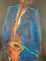 Staf de Smedt "Saxofonist", Antiek en Kunst, Kunst | Schilderijen | Modern, Ophalen of Verzenden