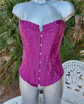 Sexy Paars Dames Bustier/Corset in Satijn - Maat M - NIEUW!