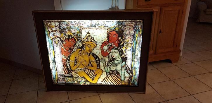 Prachtige verlichte kunstlijst (Indische afbeelding), Huis en Inrichting, Woonaccessoires | Lijsten, Zo goed als nieuw, 75 cm of meer