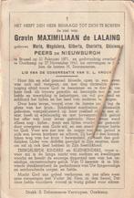 Adel, Gravin de lalaing, Verzamelen, Bidprentjes en Rouwkaarten, Verzenden