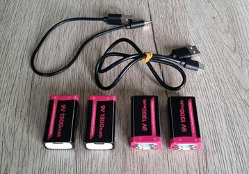 4 oplaadbare 9V batterijen 1300mAh beschikbaar voor biedingen