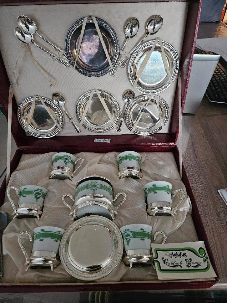 Vintage verzilverd koffieservies – compleet, Antiek en Kunst, Antiek | Servies compleet, Ophalen