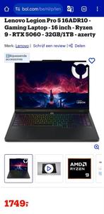 Gaming Laptop-16 inch-Ryzen
9-RTX 5060-32GB/1TB-azerty, Computers en Software, Ophalen, Zo goed als nieuw