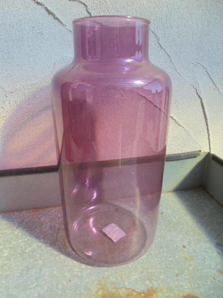 VAAS GLAS MELKBUS PAARS 30 CM DIA 14 CM NIEUW, Huis en Inrichting, Woonaccessoires | Vazen, Nieuw, Overige kleuren, Glas, Ophalen of Verzenden