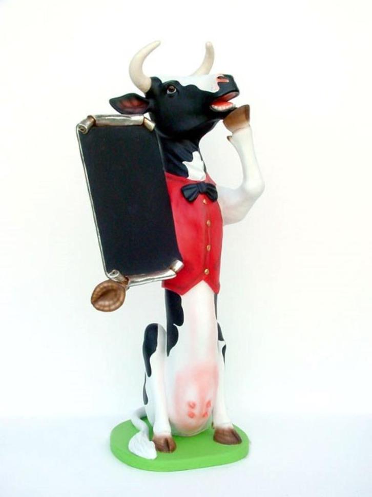 COW STANDING WITH MENU Hoogte 173 cm - Koe polyester, Verzamelen, Dierenverzamelingen, Nieuw, Ophalen