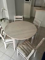 Ronde grijze tafel en 4 stoelen + eventueel salontafel, Huis en Inrichting, Tafels | Eettafels, Ophalen, Gebruikt, 100 tot 150 cm